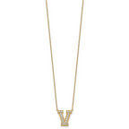 14k 3/8 carat Lab Grown Diamond VS+ F+ Complete Letter V 18 inch Initial Necklace