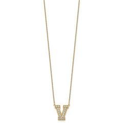 14k 3/8 carat Lab Grown Diamond VS+ F+ Complete Letter V 18 inch Initial Necklace