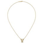 14k 3/8 carat Lab Grown Diamond VS+ F+ Complete Letter V 18 inch Initial Necklace