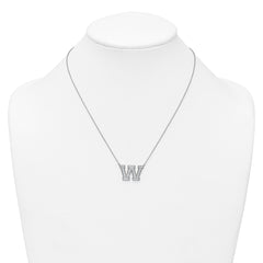 14k White Gold 3/4 carat Lab Grown Diamond VS+ F+ Complete Letter W 18 inch Initial Necklace