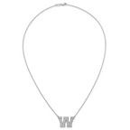 14k White Gold 3/4 carat Lab Grown Diamond VS+ F+ Complete Letter W 18 inch Initial Necklace