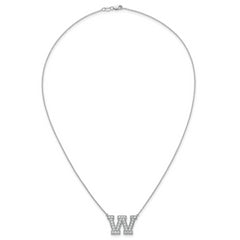 14k White Gold 3/4 carat Lab Grown Diamond VS+ F+ Complete Letter W 18 inch Initial Necklace