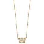 14k 3/4 carat Lab Grown Diamond VS+ F+ Complete Letter W 18 inch Initial Necklace