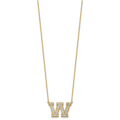 14k 3/4 carat Lab Grown Diamond VS+ F+ Complete Letter W 18 inch Initial Necklace