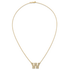 14k 3/4 carat Lab Grown Diamond VS+ F+ Complete Letter W 18 inch Initial Necklace