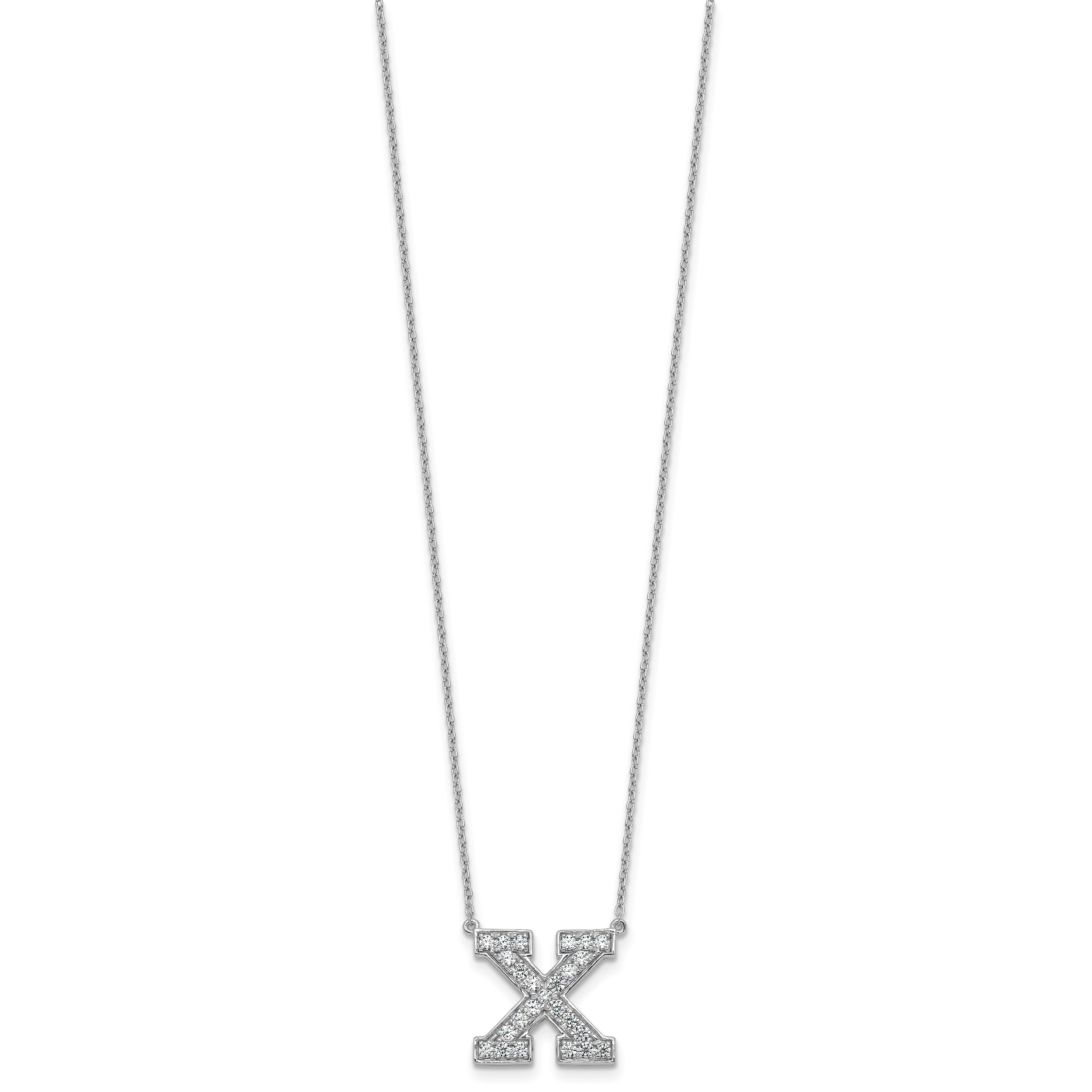 14k White Gold 1/2 carat Lab Grown Diamond VS+ F+ Complete Letter X 18 inch Initial Necklace Secondary image