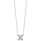 14k White Gold 1/2 carat Lab Grown Diamond VS+ F+ Complete Letter X 18 inch Initial Necklace