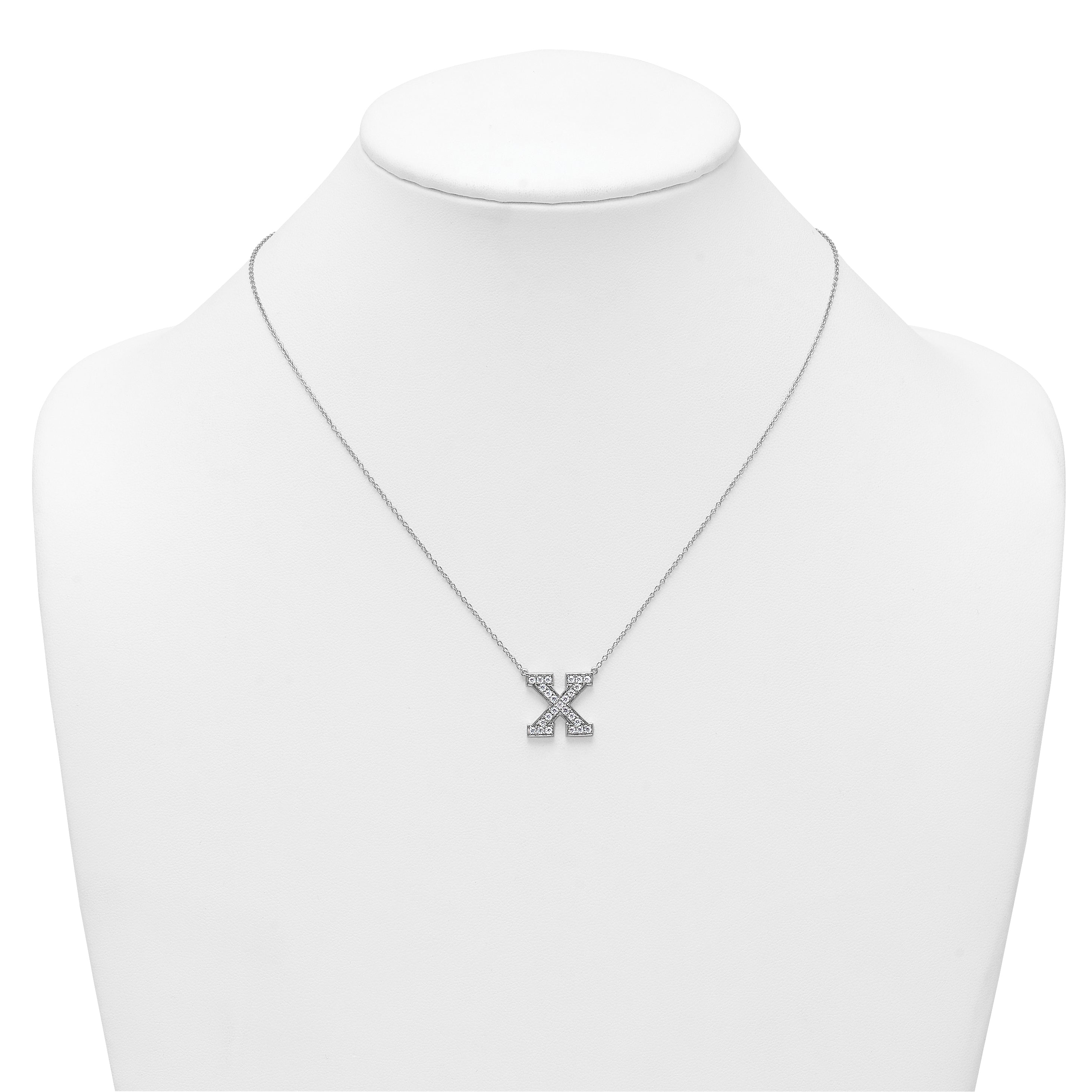 14k White Gold 1/2 carat Lab Grown Diamond VS+ F+ Complete Letter X 18 inch Initial Necklace