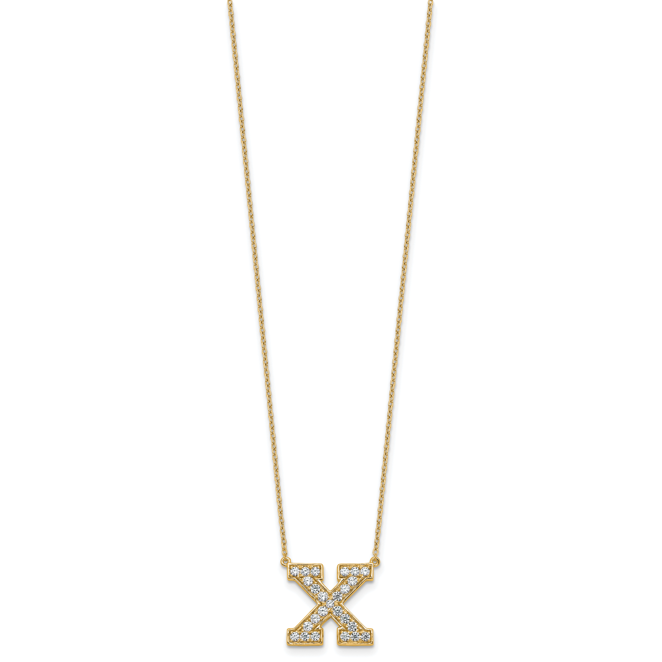 14k 1/2 carat Lab Grown Diamond VS+ F+ Complete Letter X 18 inch Initial Necklace Secondary image