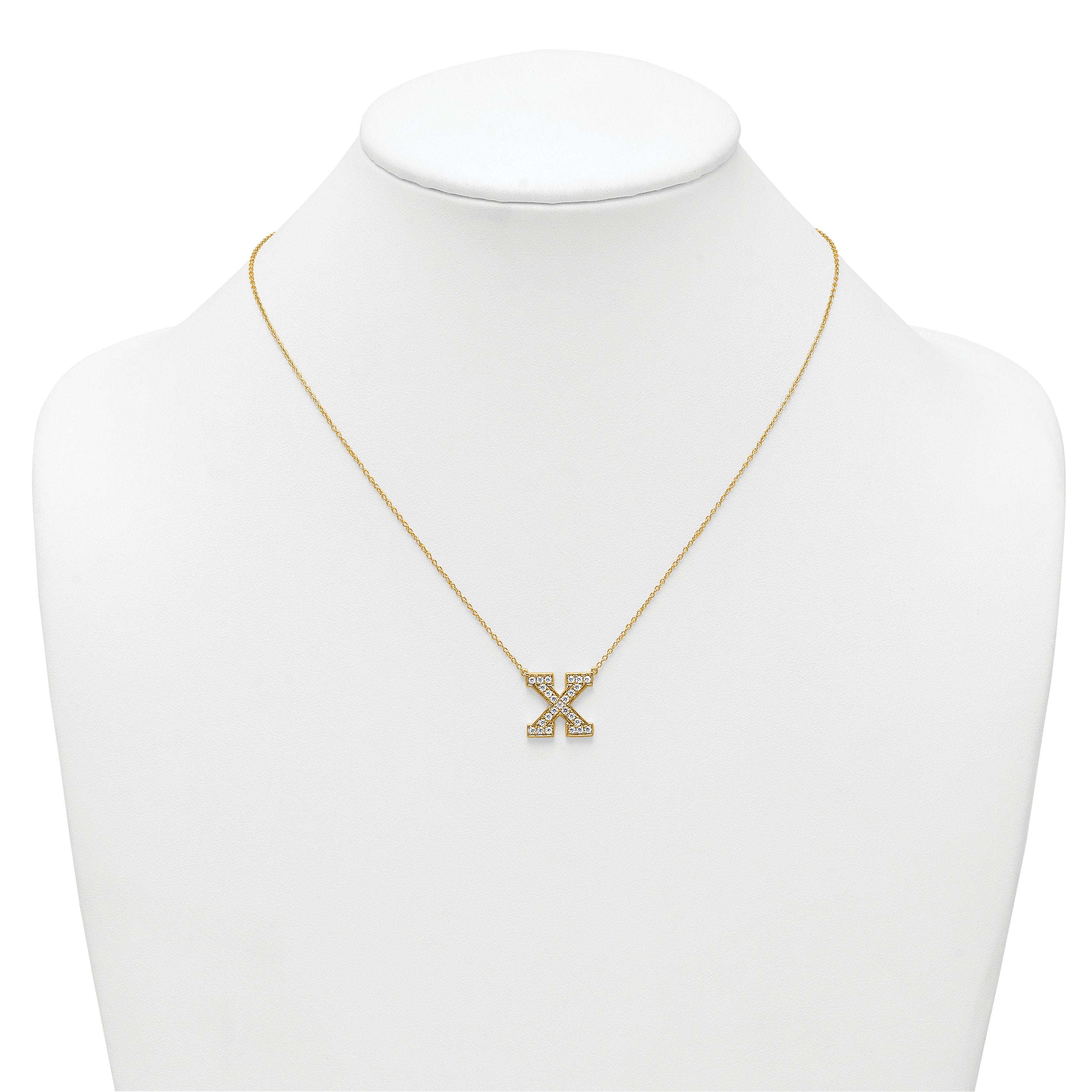 14k 1/2 carat Lab Grown Diamond VS+ F+ Complete Letter X 18 inch Initial Necklace