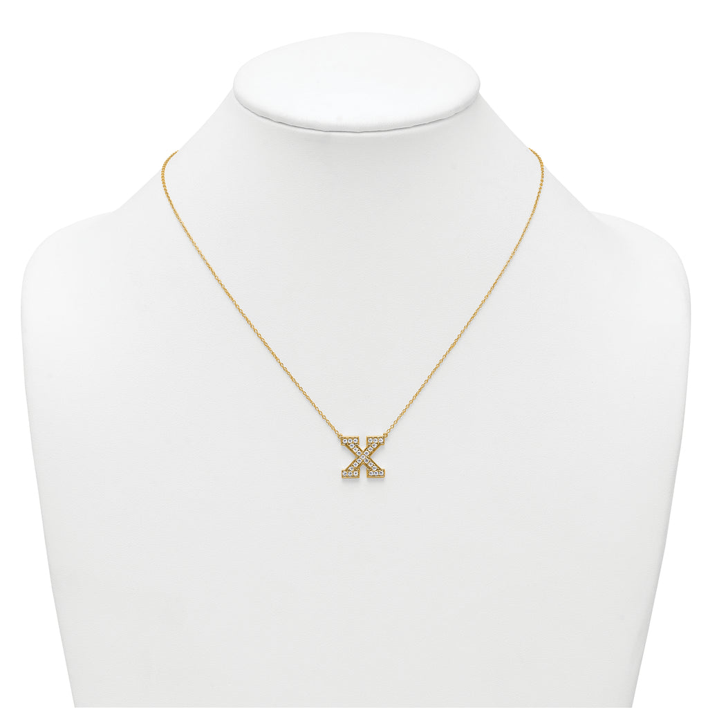 14k 1/2 carat Lab Grown Diamond VS+ F+ Complete Letter X 18 inch Initial Necklace