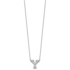 14k White Gold 3/8 carat Lab Grown Diamond VS+ F+ Complete Letter Y 18 inch Initial Necklace