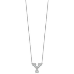 14k White Gold 3/8 carat Lab Grown Diamond VS+ F+ Complete Letter Y 18 inch Initial Necklace