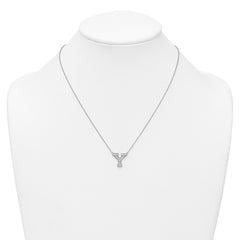 14k White Gold 3/8 carat Lab Grown Diamond VS+ F+ Complete Letter Y 18 inch Initial Necklace