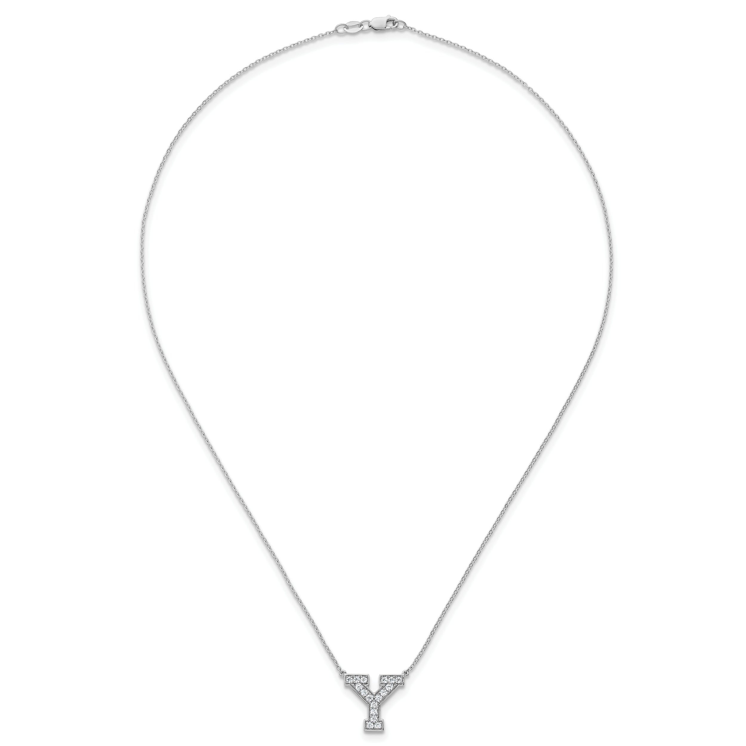 14k White Gold 3/8 carat Lab Grown Diamond VS+ F+ Complete Letter Y 18 inch Initial Necklace