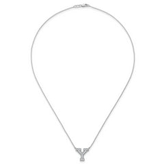14k White Gold 3/8 carat Lab Grown Diamond VS+ F+ Complete Letter Y 18 inch Initial Necklace