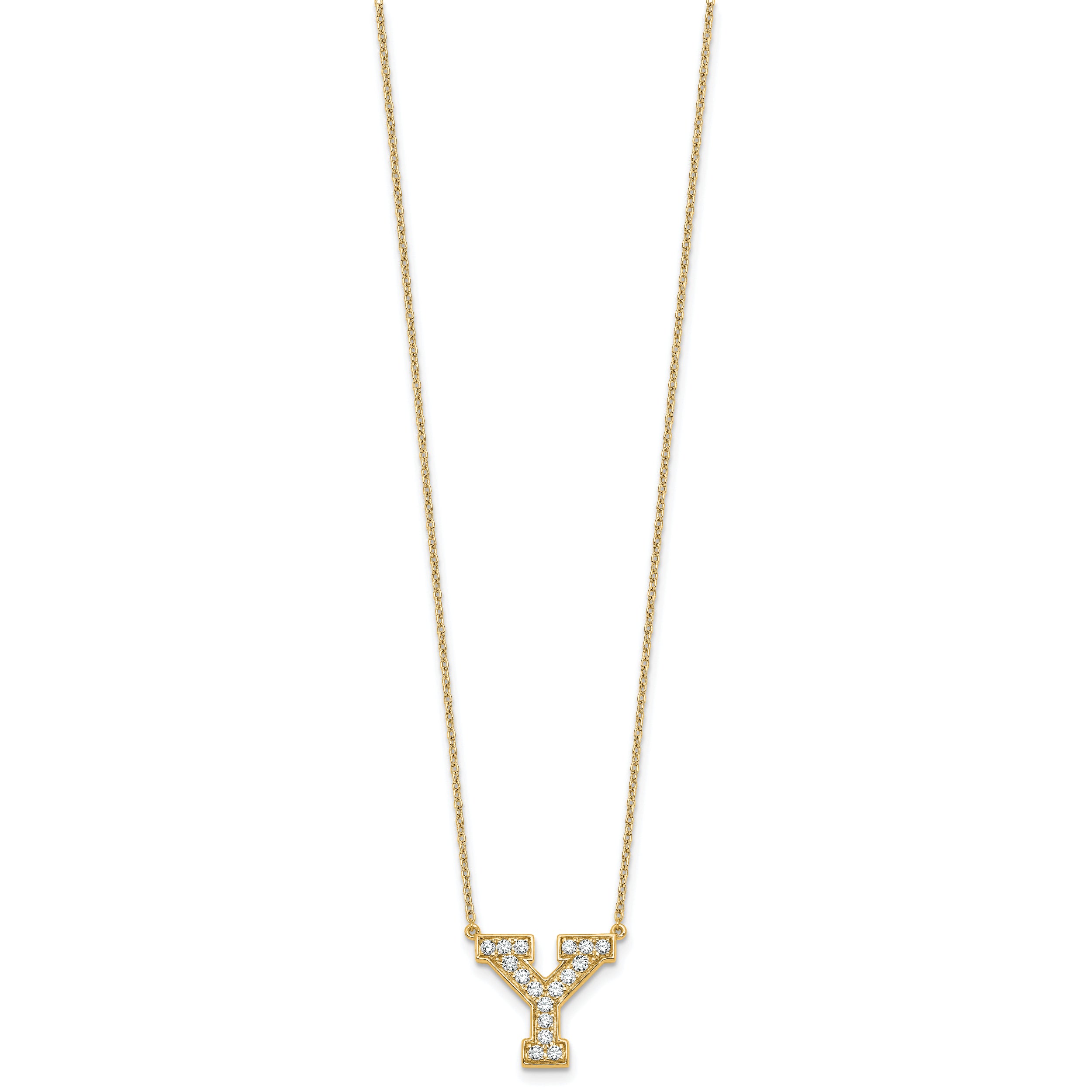 14k 3/8 carat Lab Grown Diamond VS+ F+ Complete Letter Y 18 inch Initial Necklace