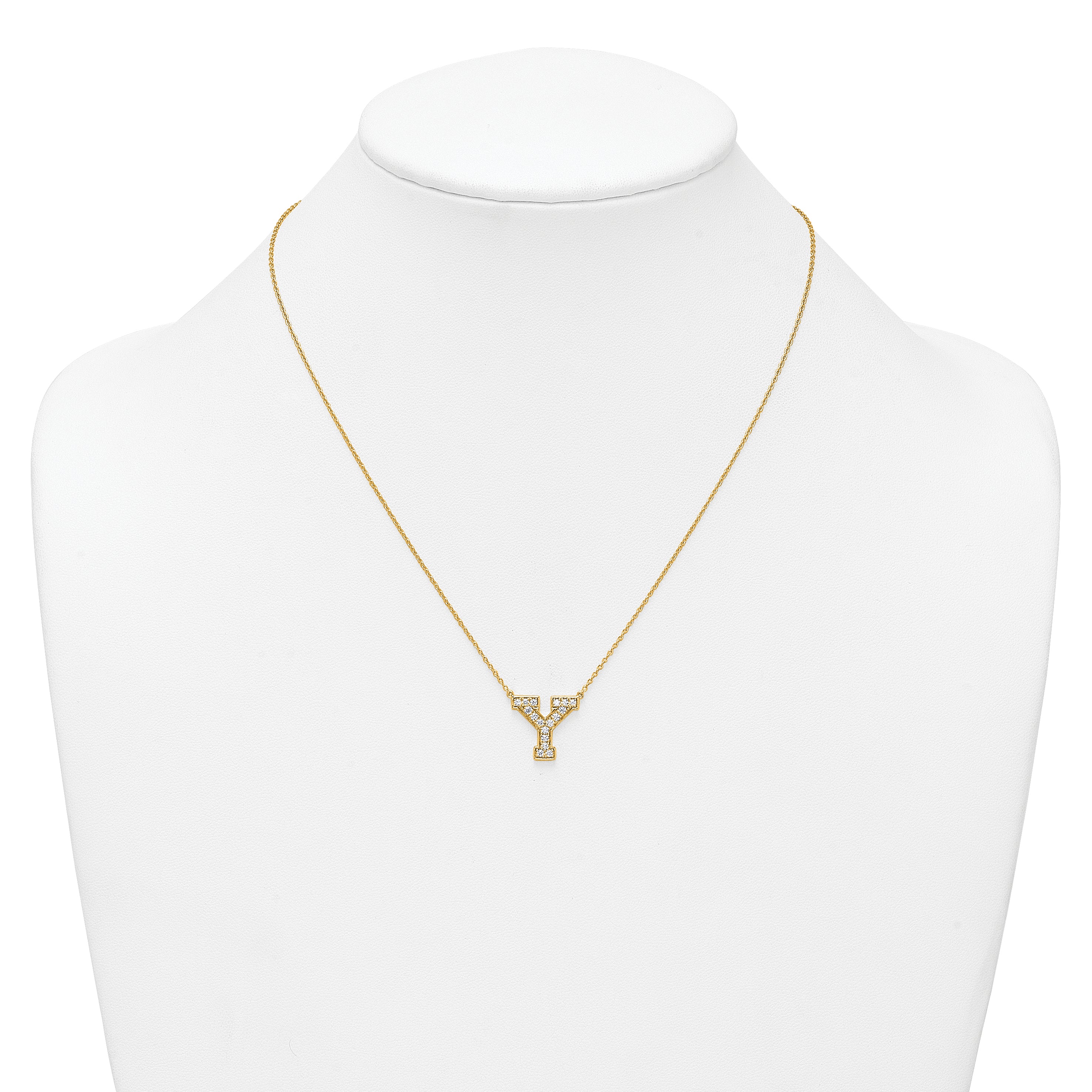 14k 3/8 carat Lab Grown Diamond VS+ F+ Complete Letter Y 18 inch Initial Necklace
