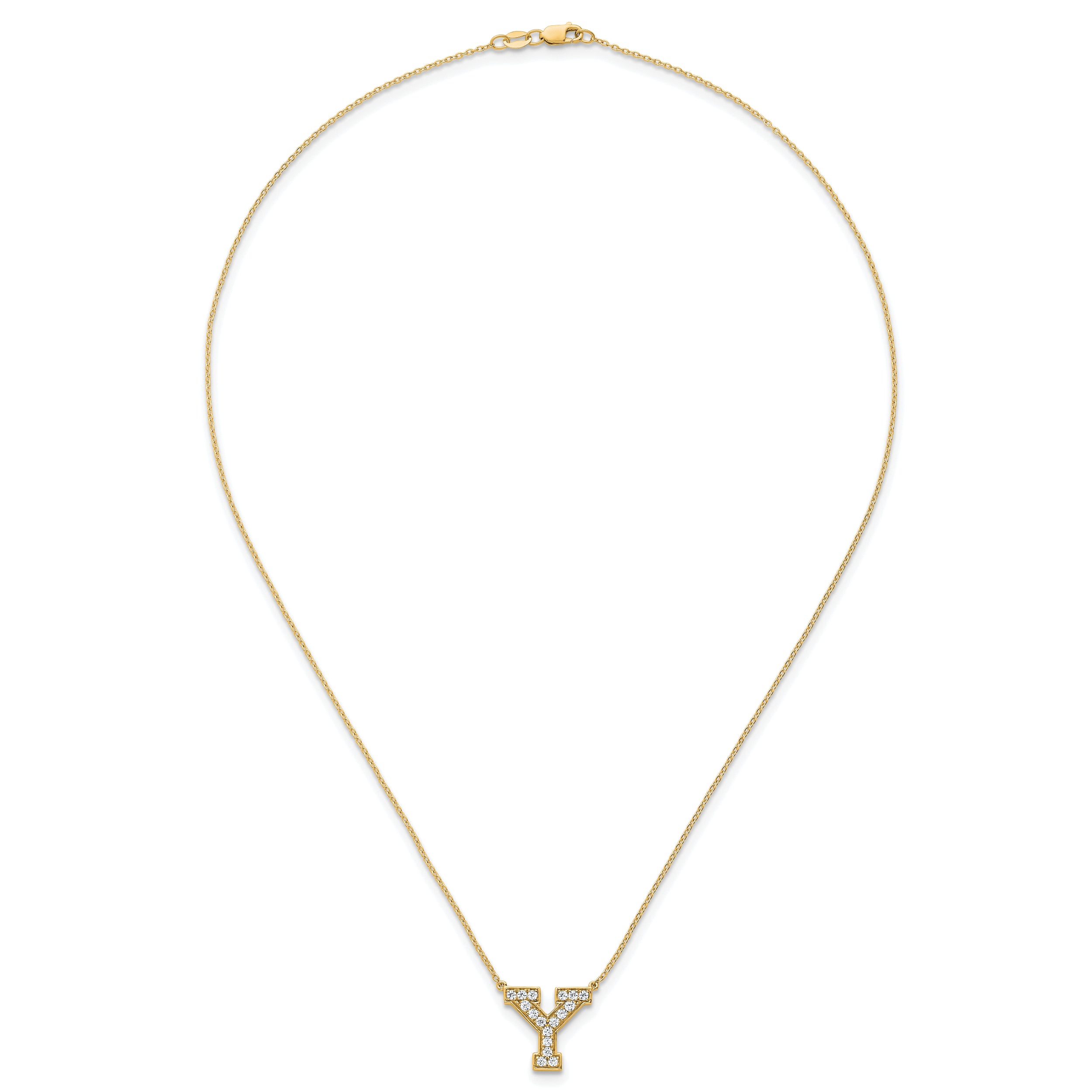 14k 3/8 carat Lab Grown Diamond VS+ F+ Complete Letter Y 18 inch Initial Necklace