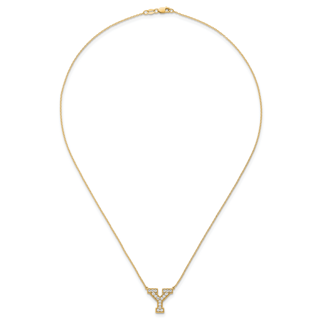 14k 3/8 carat Lab Grown Diamond VS+ F+ Complete Letter Y 18 inch Initial Necklace