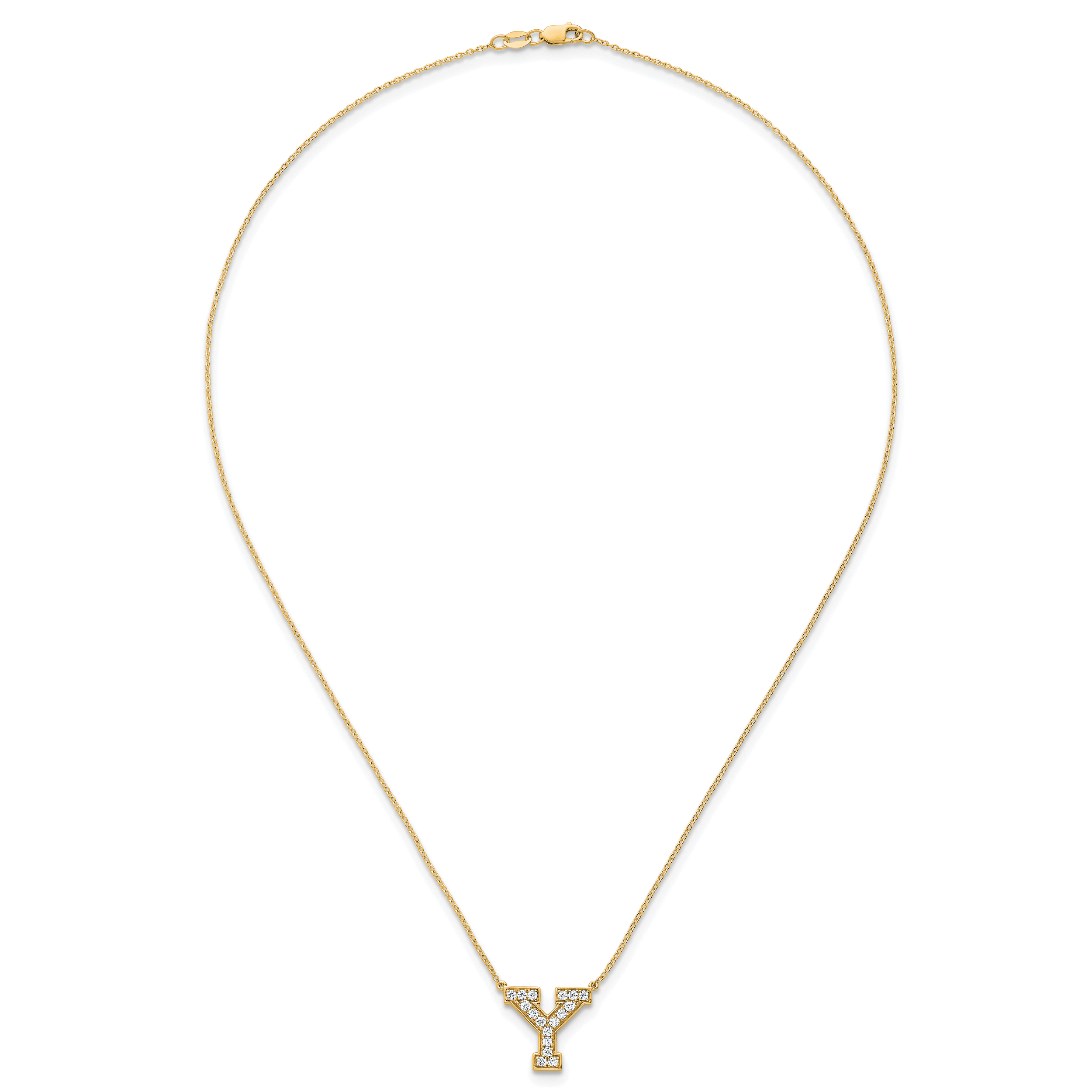 14k 3/8 carat Lab Grown Diamond VS+ F+ Complete Letter Y 18 inch Initial Necklace
