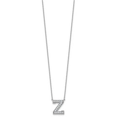 14k White Gold 3/8 carat Lab Grown Diamond VS+ F+ Complete Letter Z 18 inch Initial Necklace