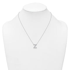 14k White Gold 3/8 carat Lab Grown Diamond VS+ F+ Complete Letter Z 18 inch Initial Necklace
