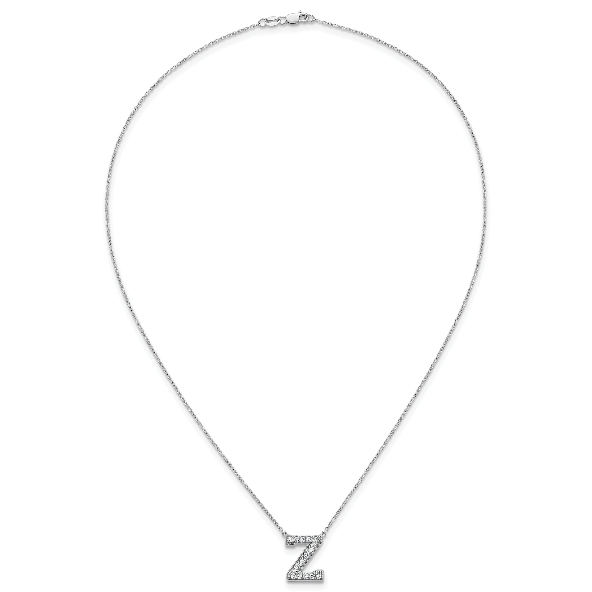 14k White Gold 3/8 carat Lab Grown Diamond VS+ F+ Complete Letter Z 18 inch Initial Necklace