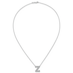 14k White Gold 3/8 carat Lab Grown Diamond VS+ F+ Complete Letter Z 18 inch Initial Necklace