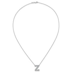 14k White Gold 3/8 carat Lab Grown Diamond VS+ F+ Complete Letter Z 18 inch Initial Necklace