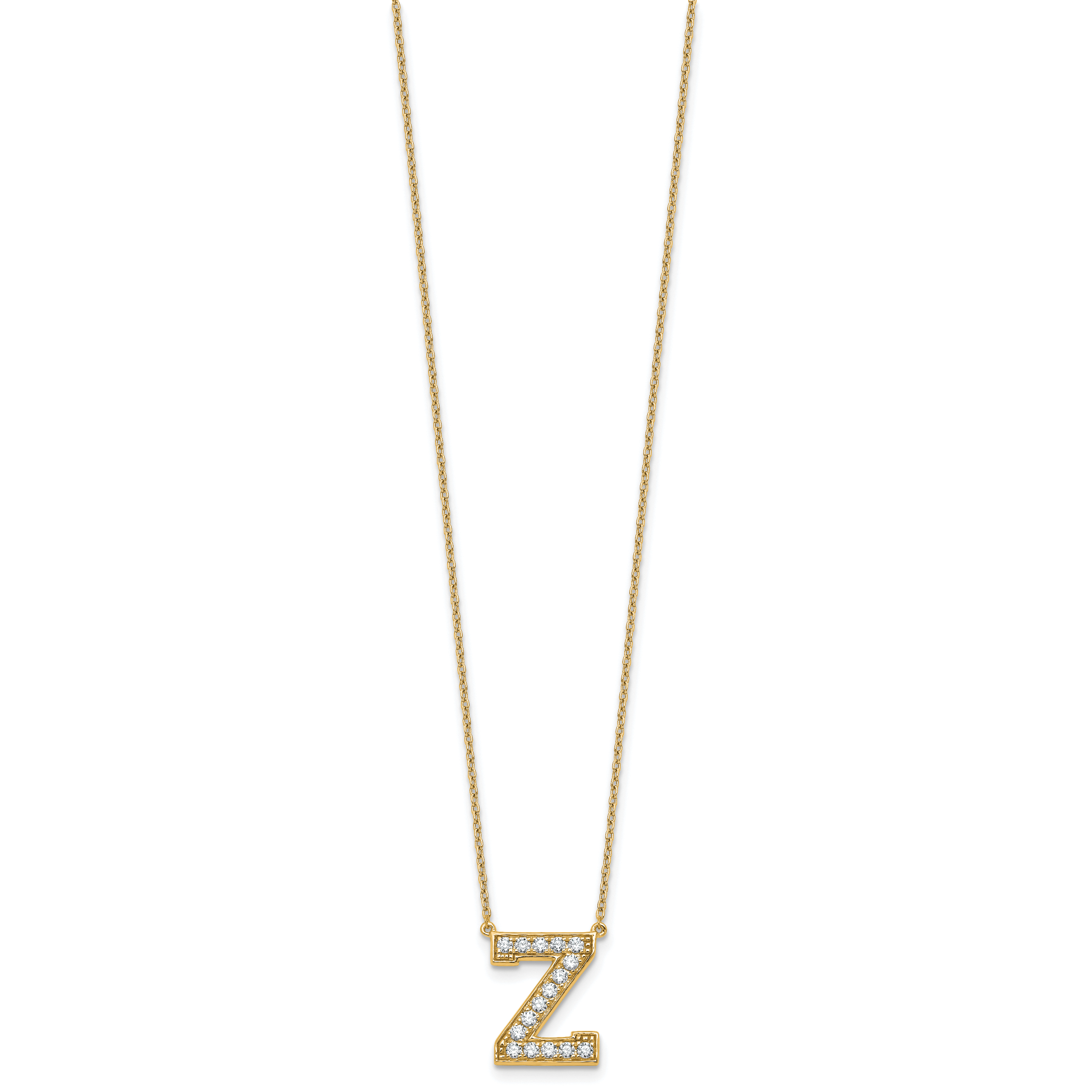14k 3/8 carat Lab Grown Diamond VS+ F+ Complete Letter Z 18 inch Initial Necklace