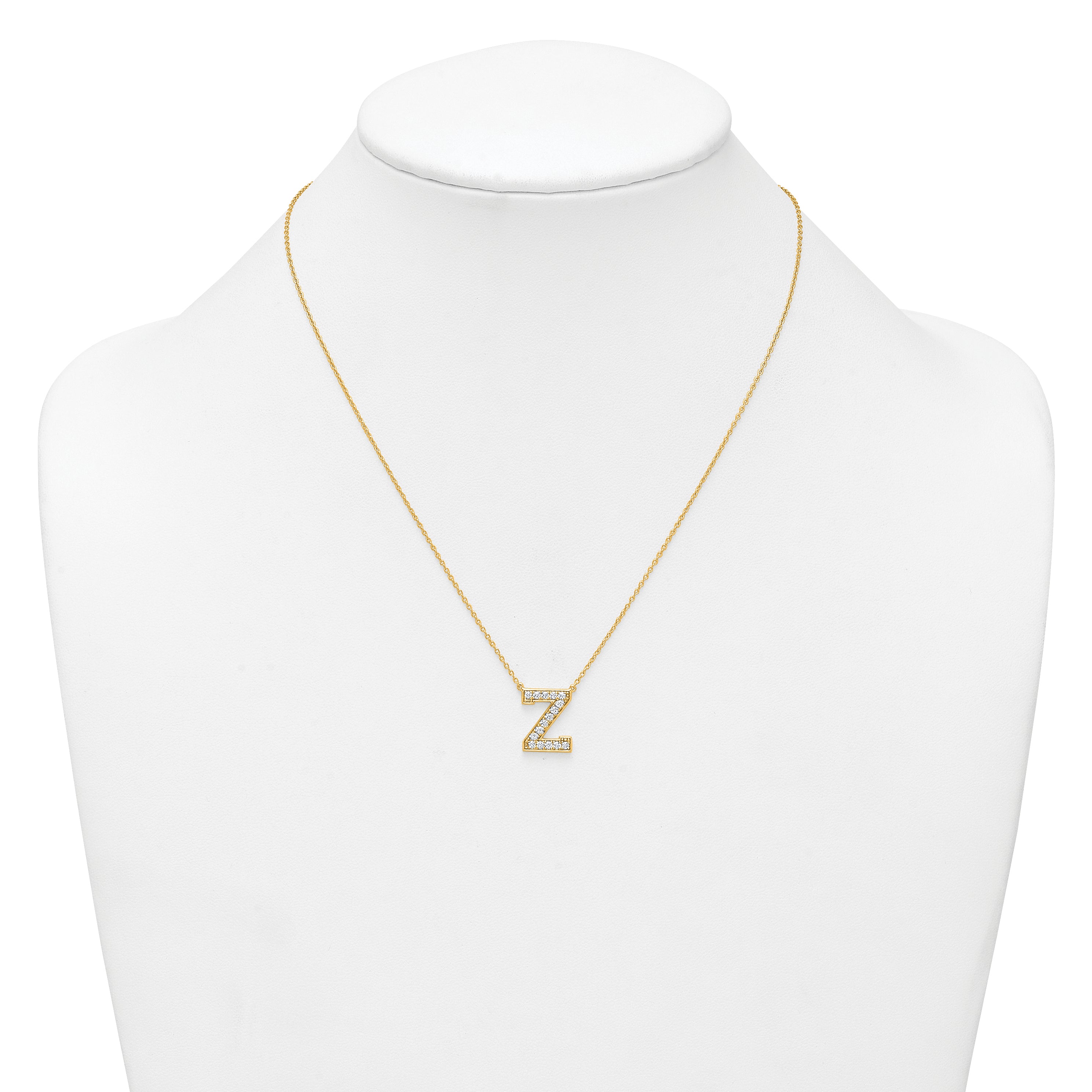 14k 3/8 carat Lab Grown Diamond VS+ F+ Complete Letter Z 18 inch Initial Necklace