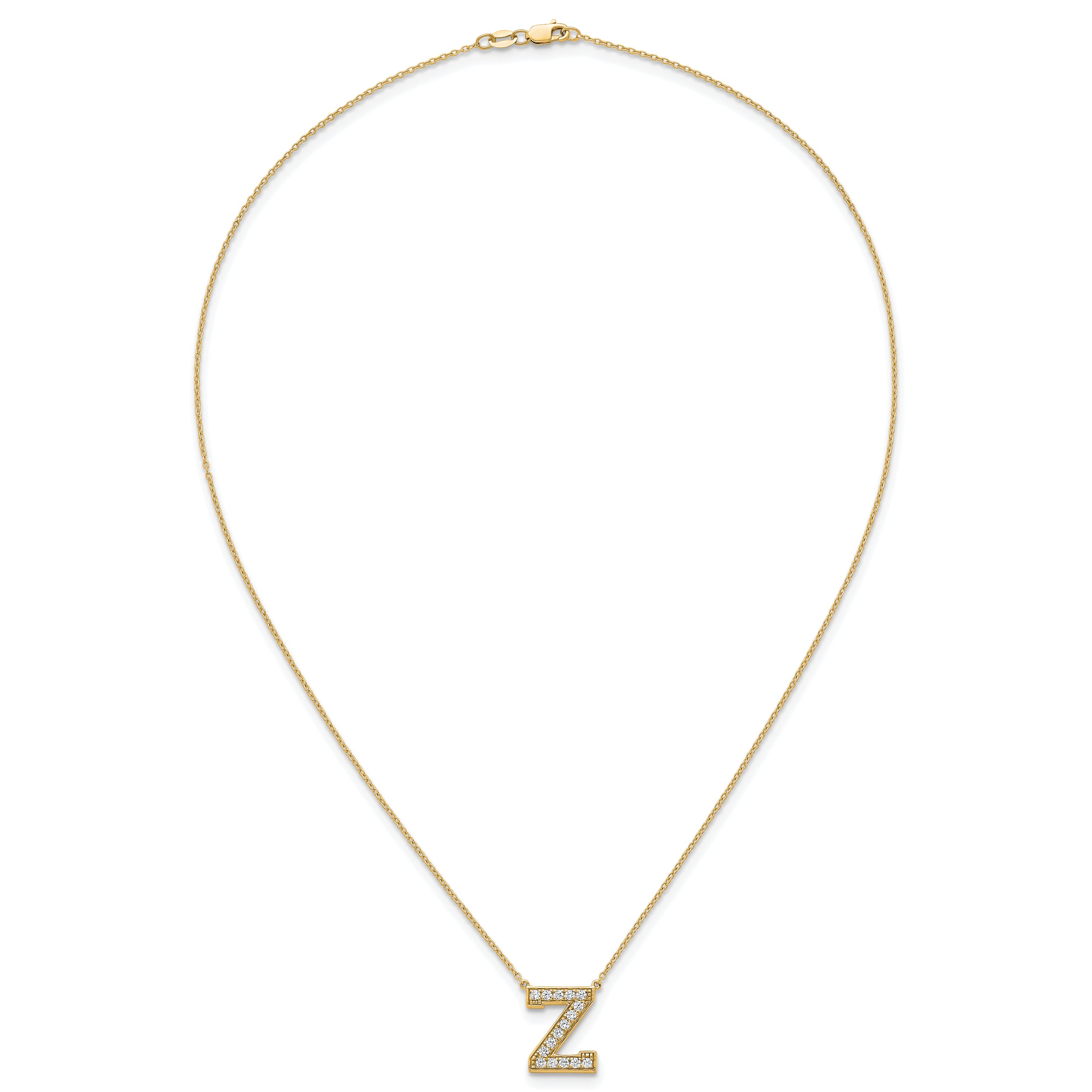 14k 3/8 carat Lab Grown Diamond VS+ F+ Complete Letter Z 18 inch Initial Necklace