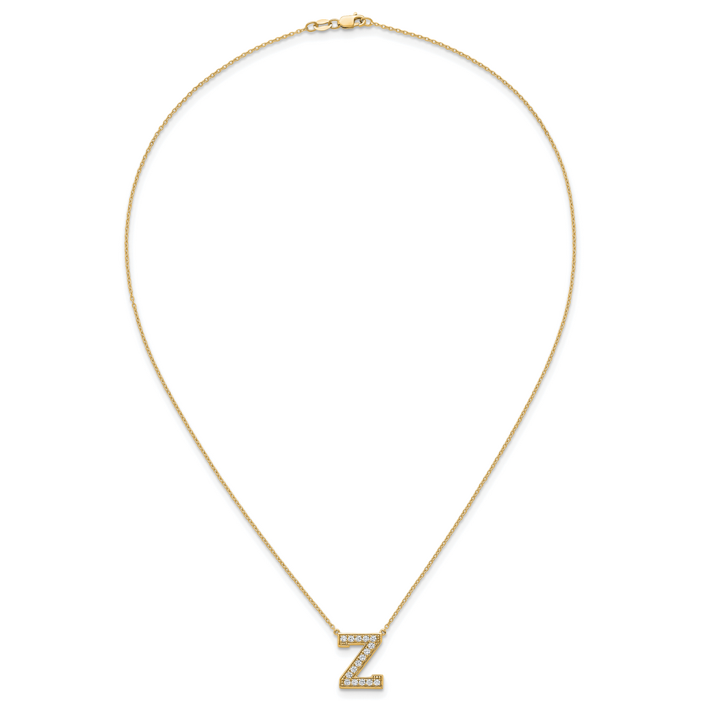 14k 3/8 carat Lab Grown Diamond VS+ F+ Complete Letter Z 18 inch Initial Necklace