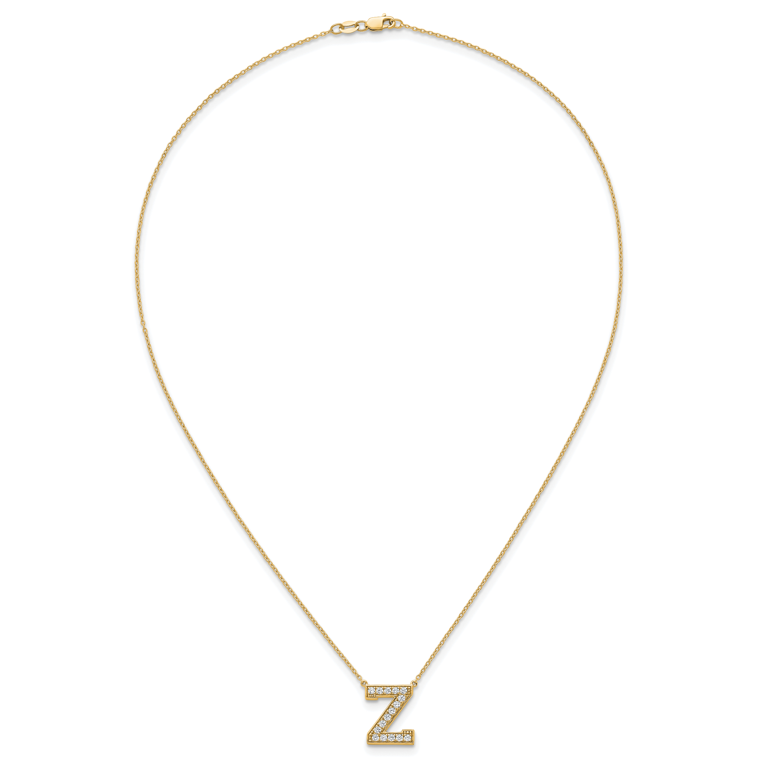 14k 3/8 carat Lab Grown Diamond VS+ F+ Complete Letter Z 18 inch Initial Necklace