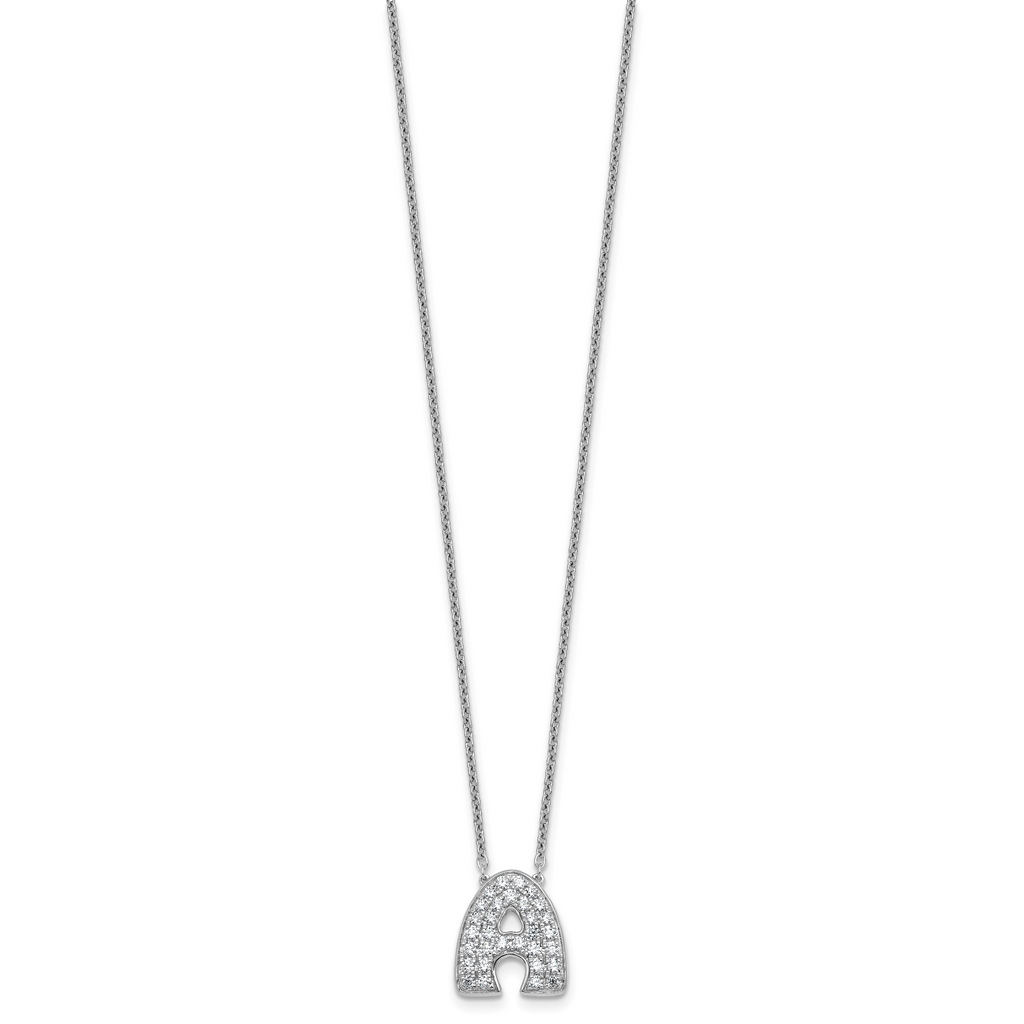14k White Gold 5/8 carat Lab Grown Diamond VS+ F+ Complete Letter A 18 inch Initial Necklace