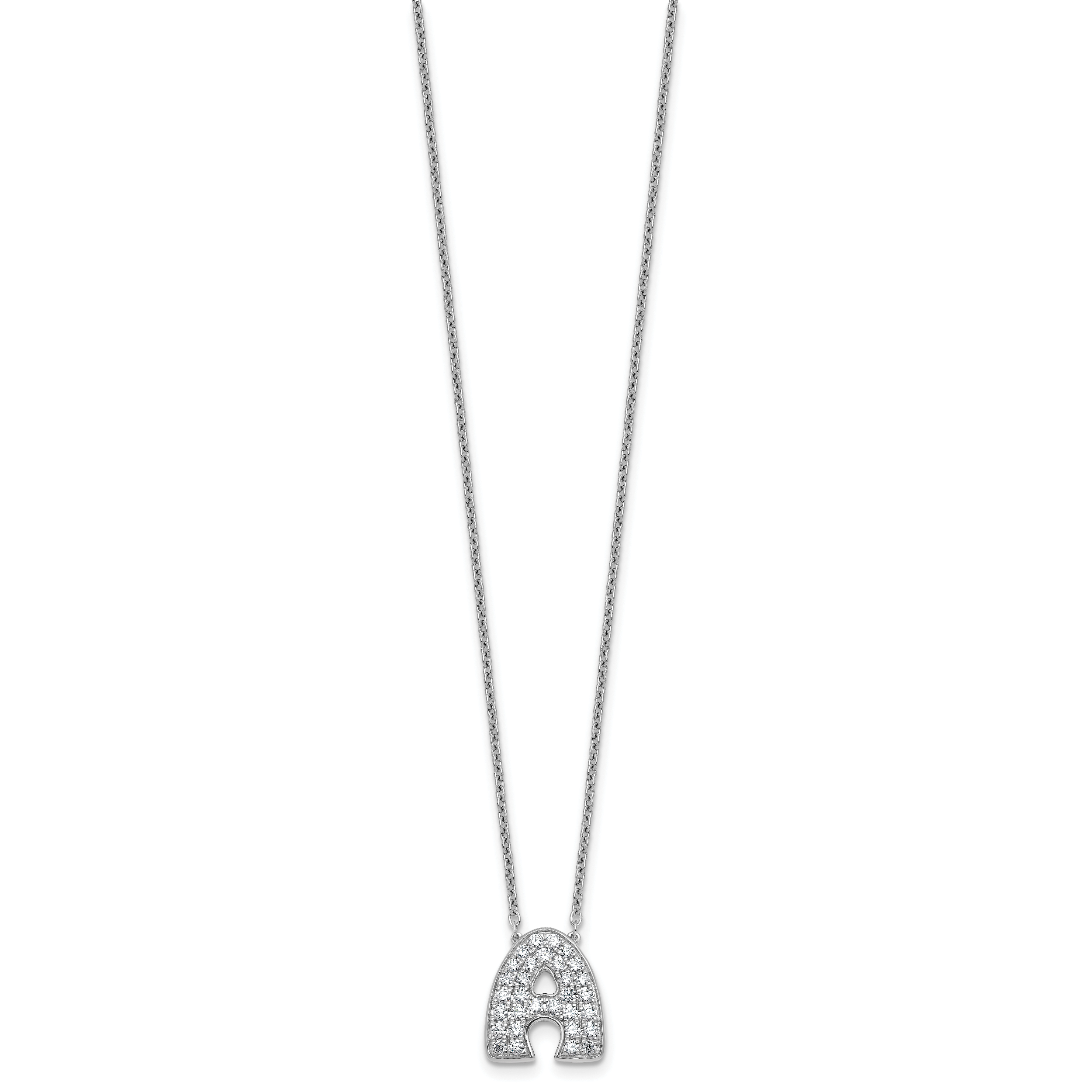 14k White Gold 5/8 carat Lab Grown Diamond VS+ F+ Complete Letter A 18 inch Initial Necklace