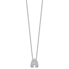 14k White Gold 5/8 carat Lab Grown Diamond VS+ F+ Complete Letter A 18 inch Initial Necklace