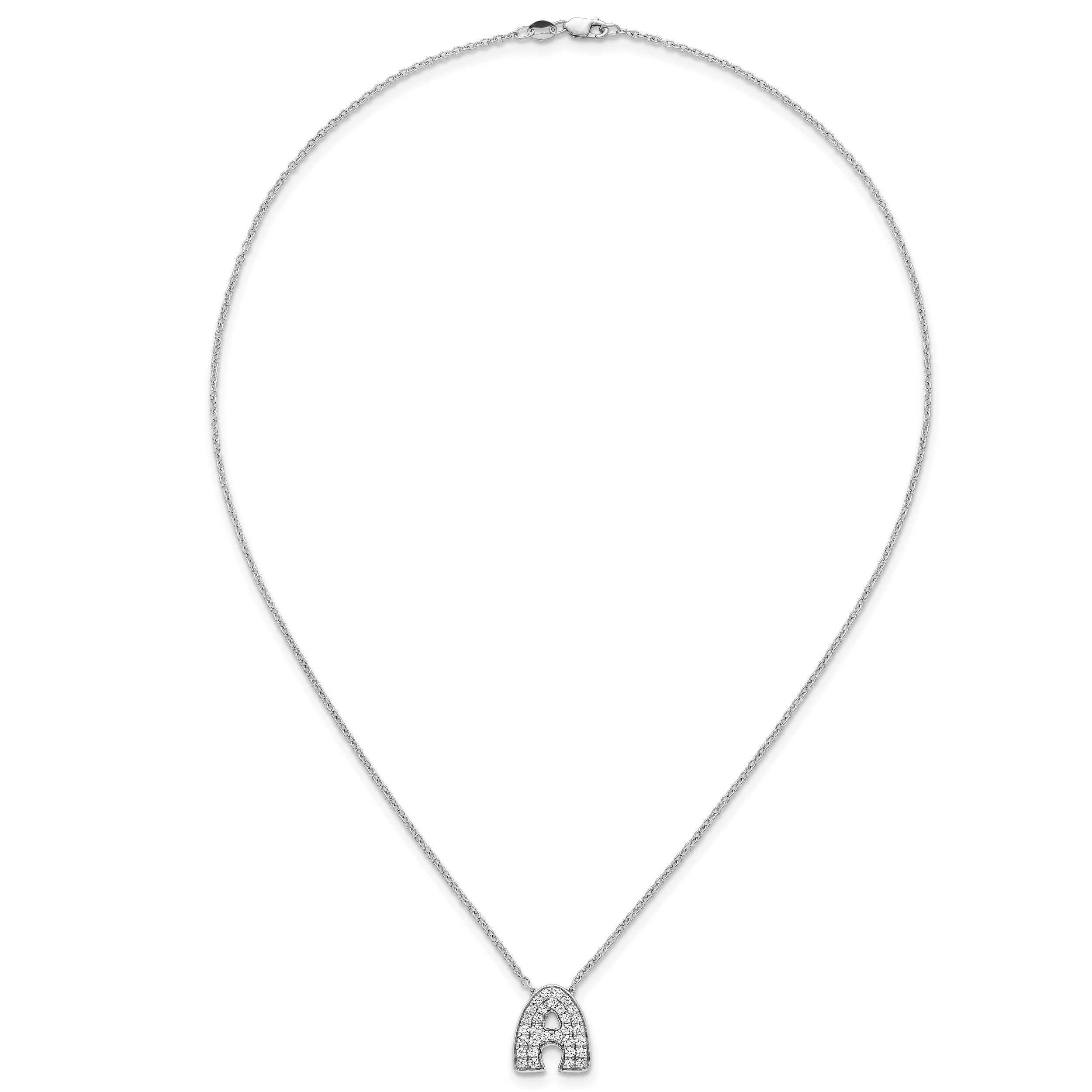 14k White Gold 5/8 carat Lab Grown Diamond VS+ F+ Complete Letter A 18 inch Initial Necklace