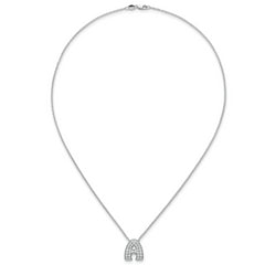 14k White Gold 5/8 carat Lab Grown Diamond VS+ F+ Complete Letter A 18 inch Initial Necklace