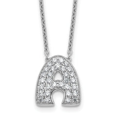 14k White Gold 5/8 carat Lab Grown Diamond VS+ F+ Complete Letter A 18 inch Initial Necklace
