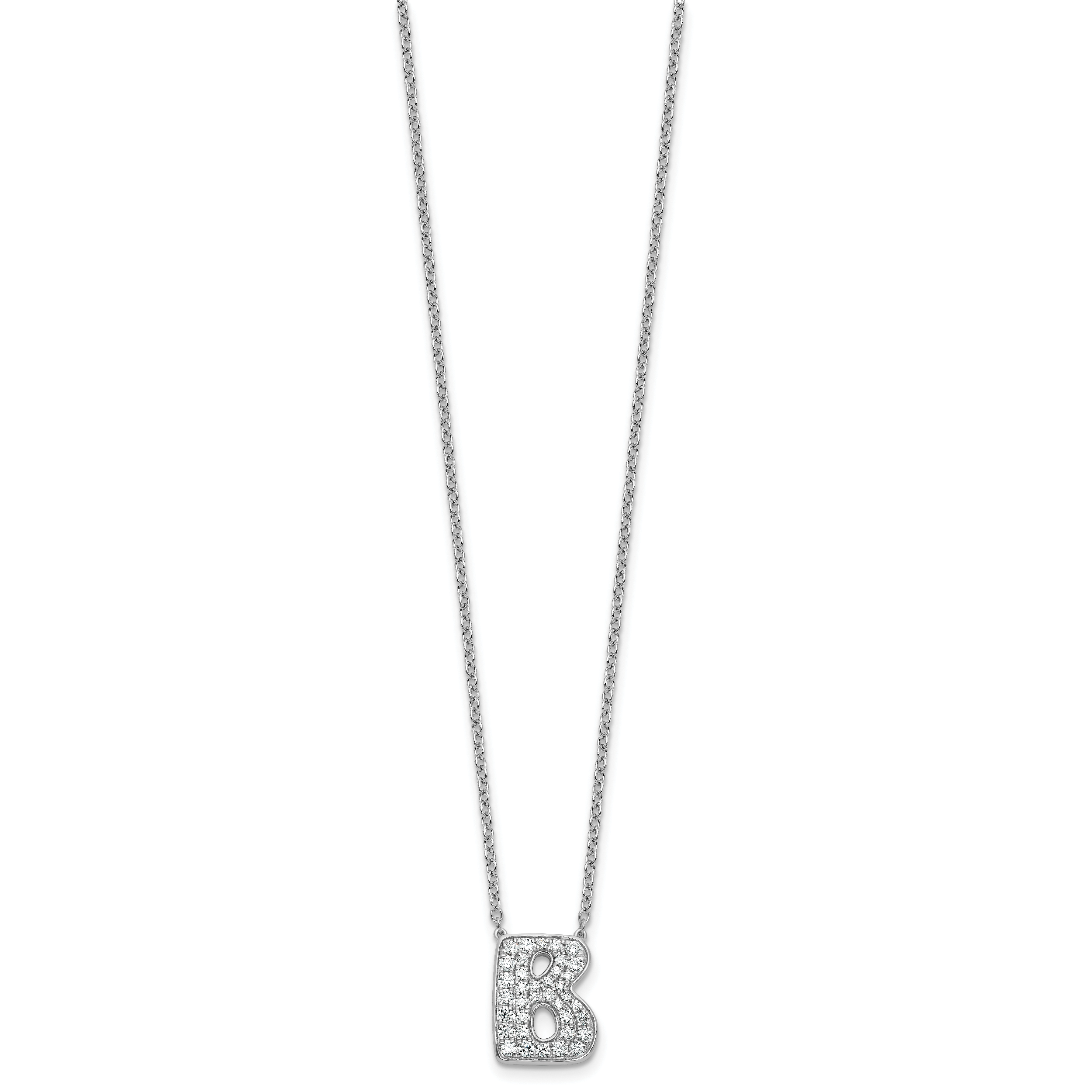 14k White Gold 5/8 carat Lab Grown Diamond VS+ F+ Complete Letter B 18 inch Initial Necklace Secondary image