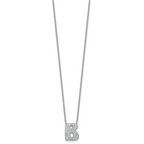 14k White Gold 5/8 carat Lab Grown Diamond VS+ F+ Complete Letter B 18 inch Initial Necklace