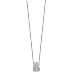14k White Gold 5/8 carat Lab Grown Diamond VS+ F+ Complete Letter B 18 inch Initial Necklace