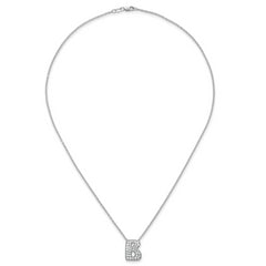 14k White Gold 5/8 carat Lab Grown Diamond VS+ F+ Complete Letter B 18 inch Initial Necklace