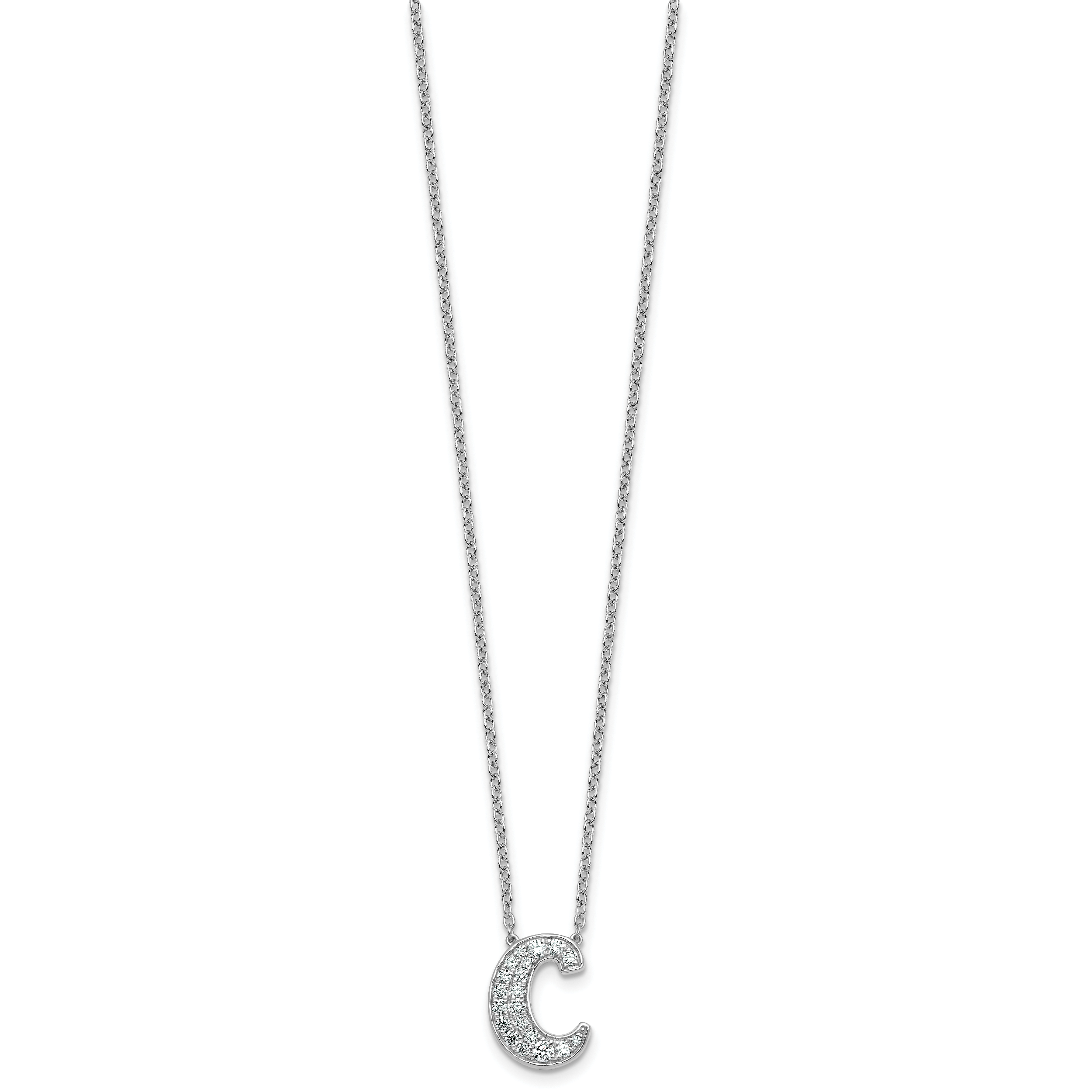 14k White Gold 3/8 carat Lab Grown Diamond VS+ F+ Complete Letter C 18 inch Initial Necklace Secondary image