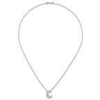 14k White Gold 3/8 carat Lab Grown Diamond VS+ F+ Complete Letter C 18 inch Initial Necklace