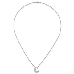 14k White Gold 3/8 carat Lab Grown Diamond VS+ F+ Complete Letter C 18 inch Initial Necklace