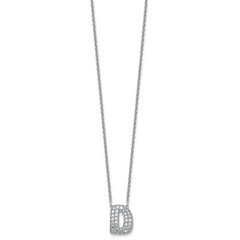14k White Gold 5/8 carat Lab Grown Diamond VS+ F+ Complete Letter D 18 inch Initial Necklace