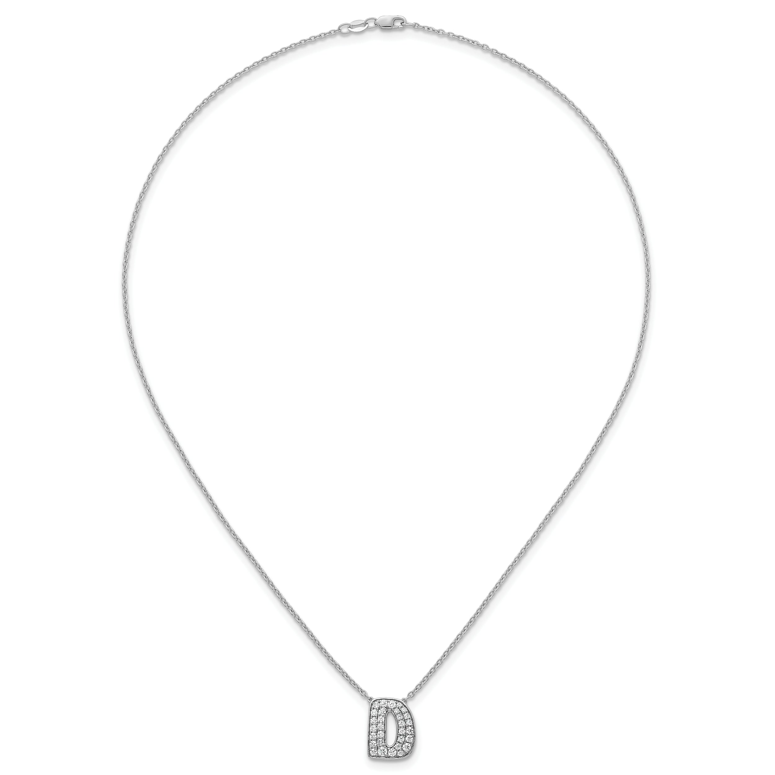 14k White Gold 5/8 carat Lab Grown Diamond VS+ F+ Complete Letter D 18 inch Initial Necklace
